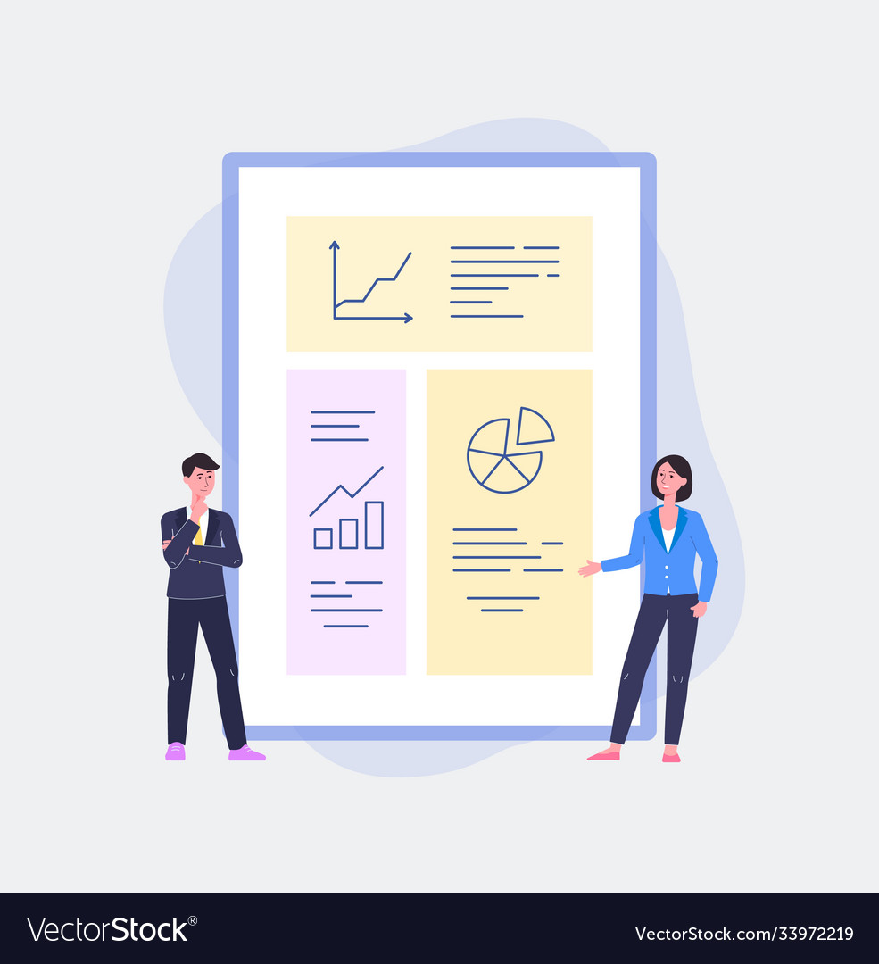 Data analysis and presentation poster cartoon vector image