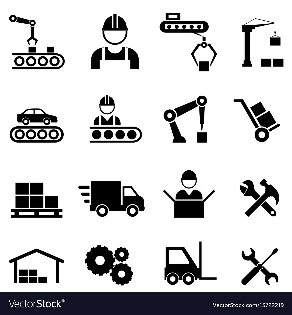 Factory industry and manufacturing industry icons Vector Image