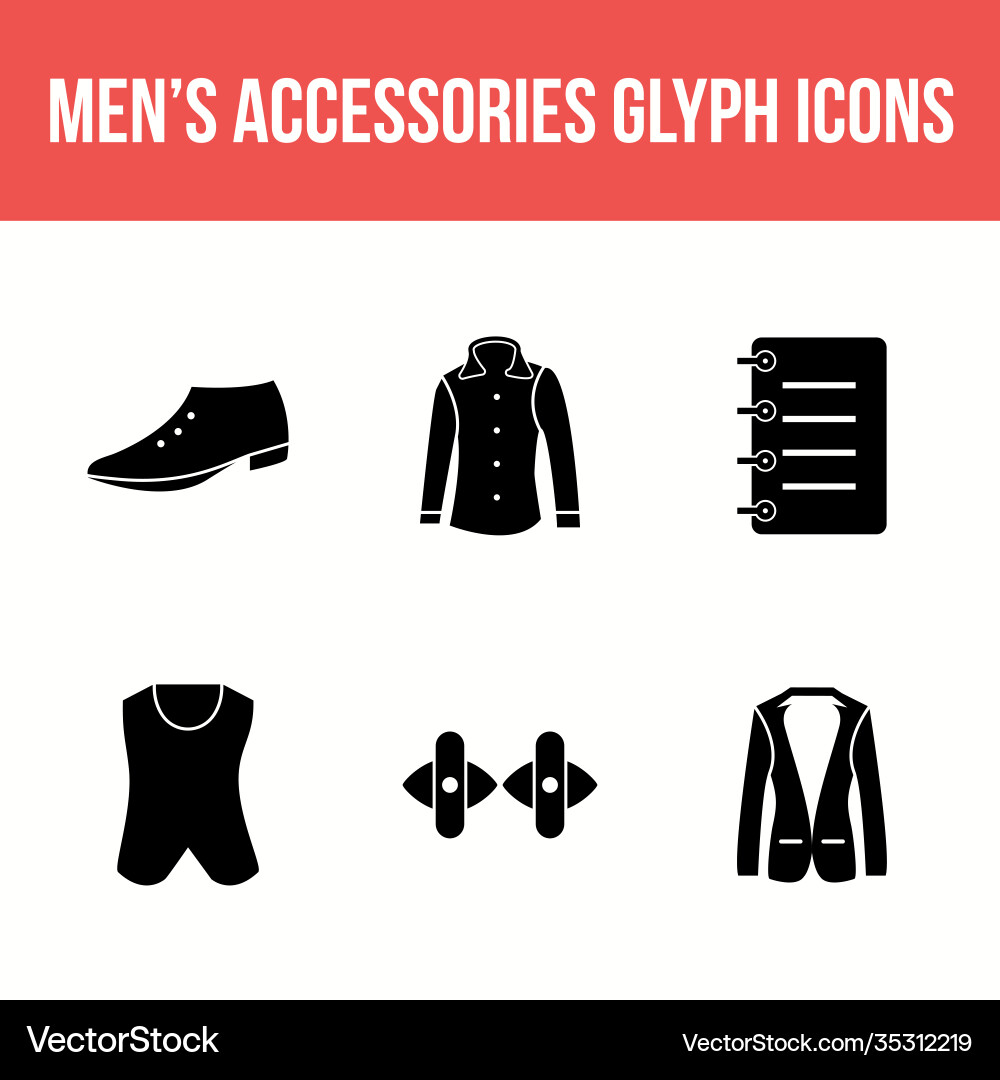 Mens accessories icon set Royalty Free Vector Image