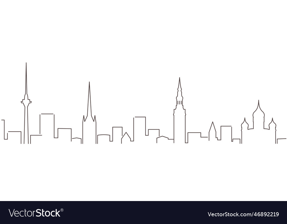 Tallinn dark line simple minimalist skyline Vector Image