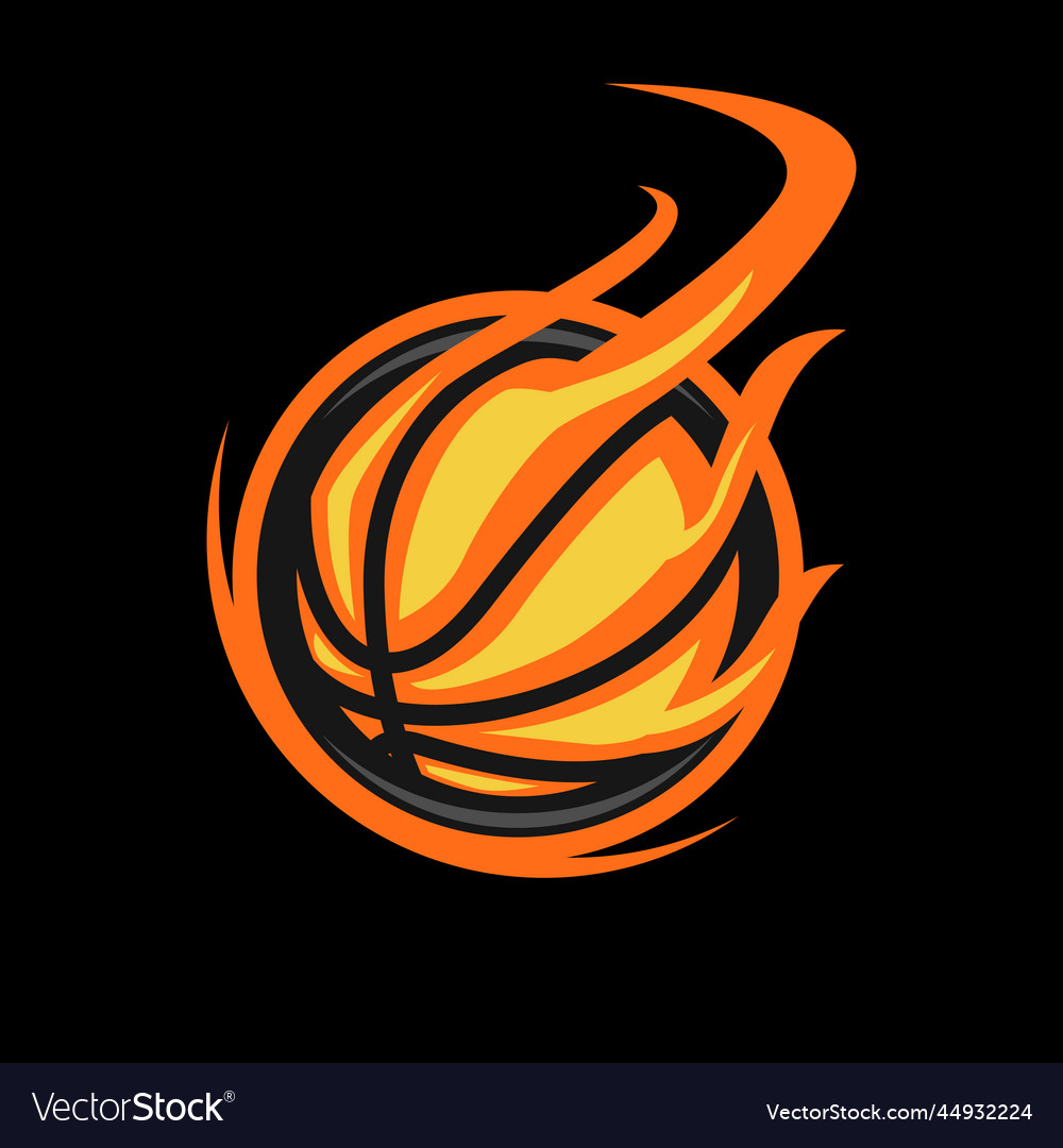 Basketball ball flying in flames Royalty Free Vector Image