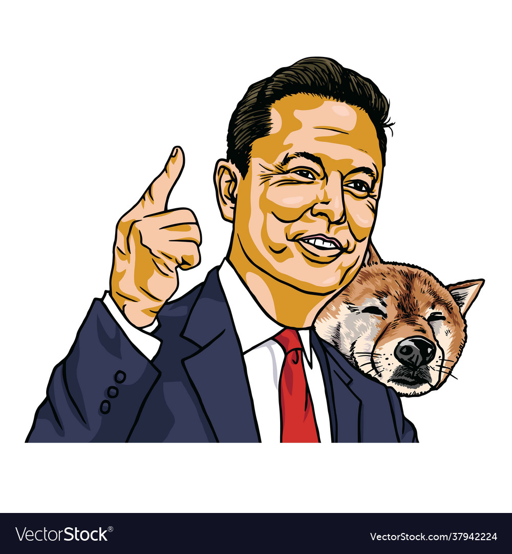 Elon musk and doge dogecoin shiba inu dog vector image Elon musk and doge dogecoin shiba inu dog