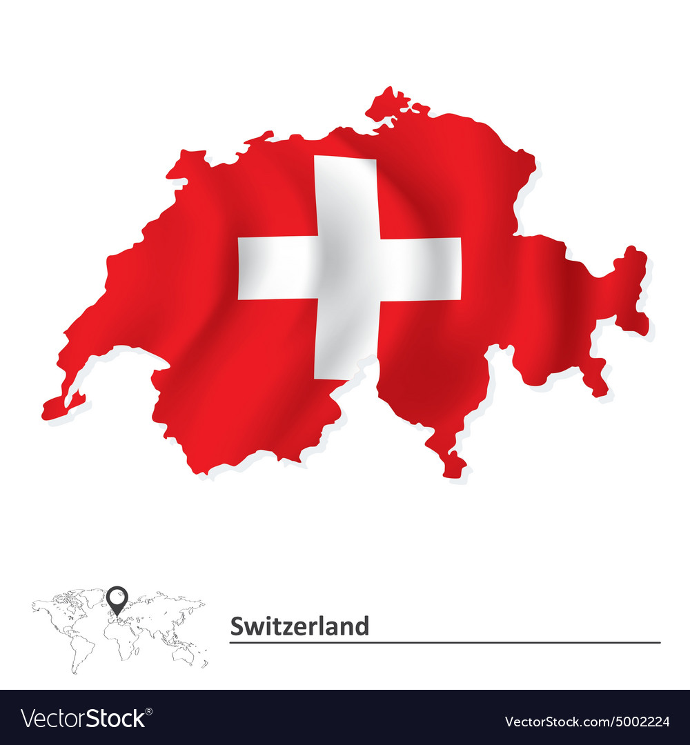 Map of switzerland with flag