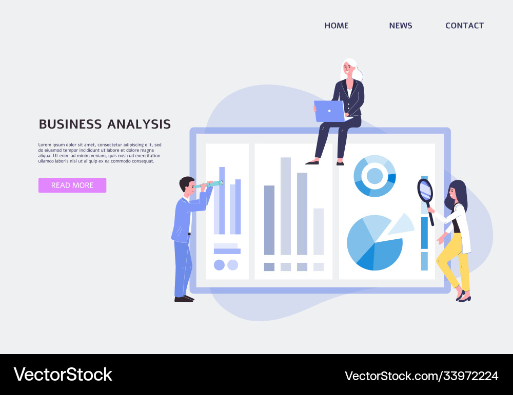 Website interface for business analysis Royalty Free Vector