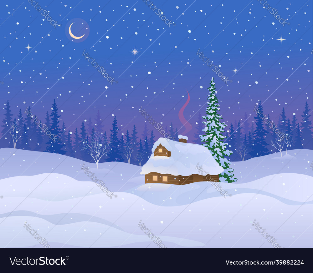 Winter cabin background Royalty Free Vector Image