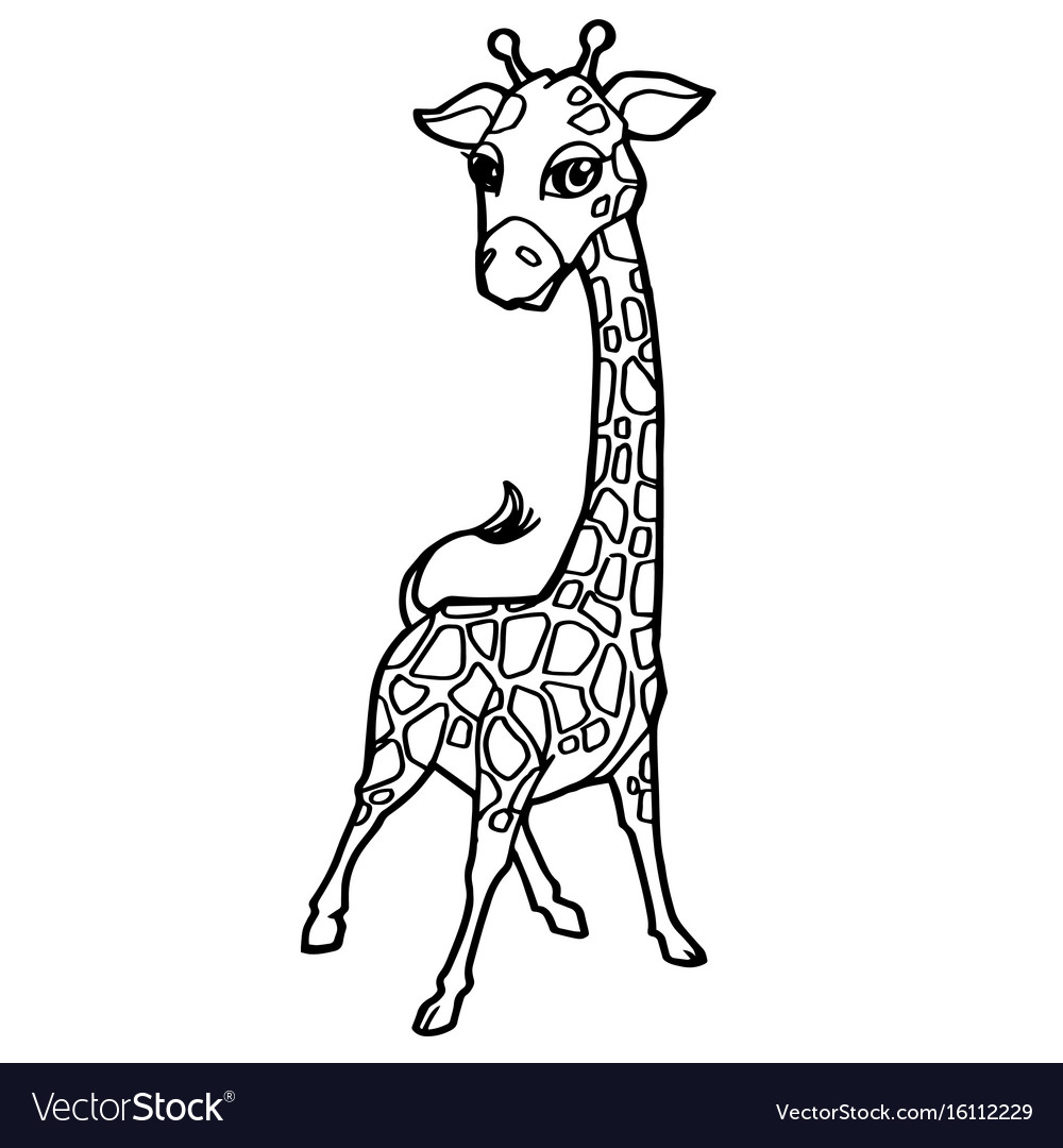 Download Cartoon Cute Giraffe Coloring Page Royalty Free Vector Image