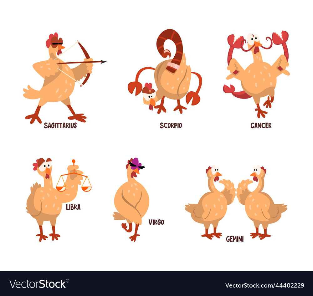 Funny turkey character and zodiac signs like Vector Image Funny turkey character and zodiac signs like Vector Image