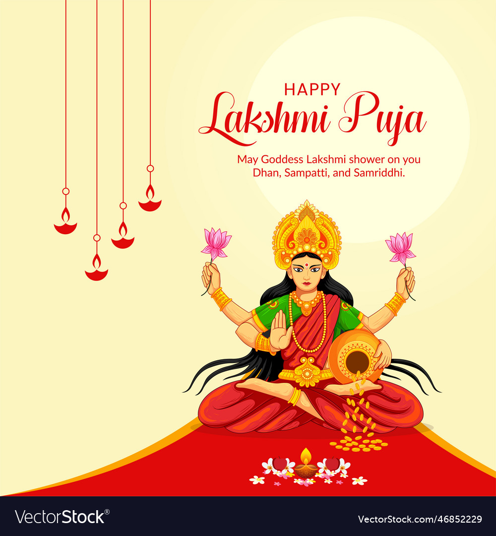 Happy lakshmi puja banner design template Vector Image