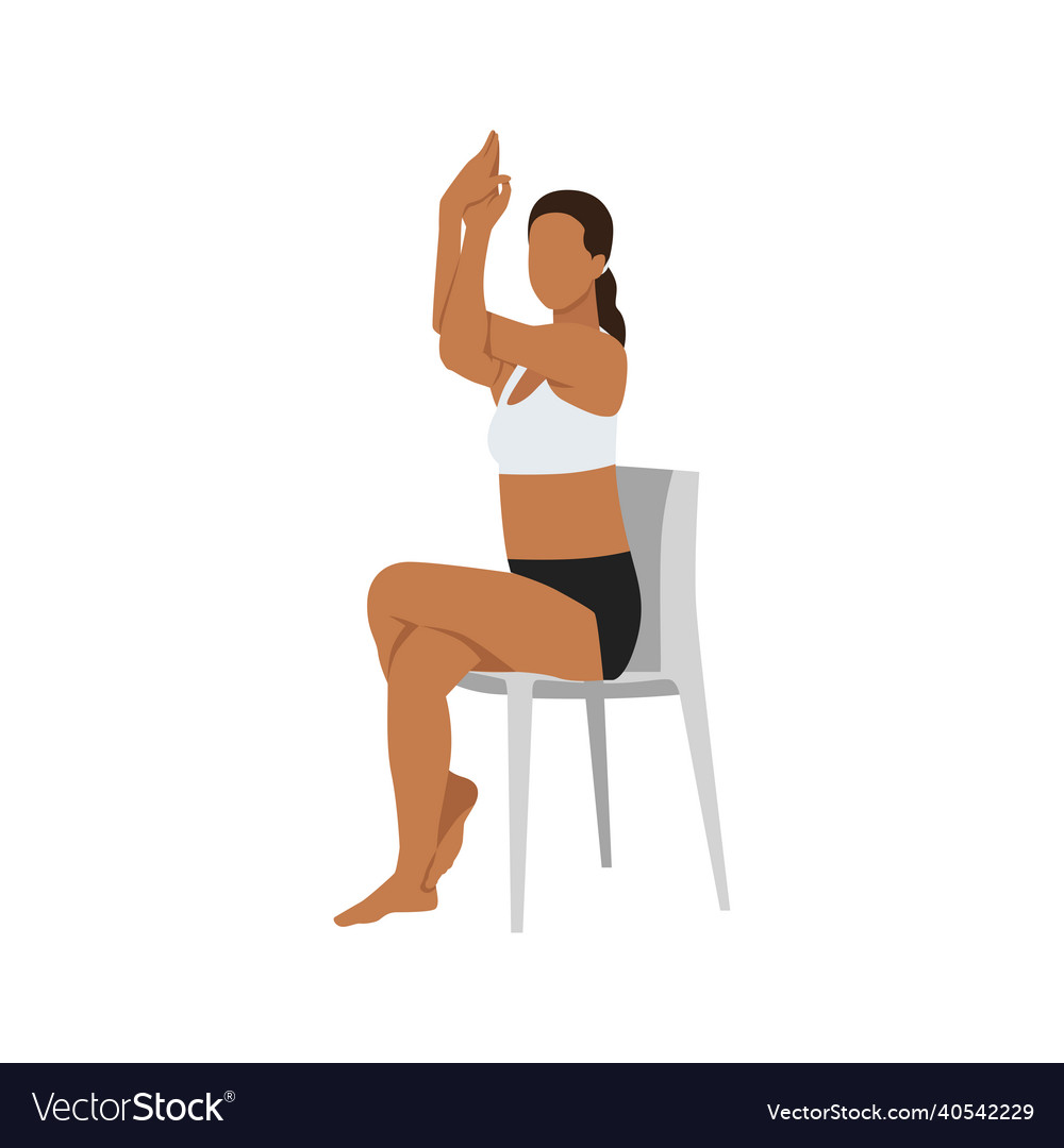 Woman doing chair eagle garudasana exercise Vector Image