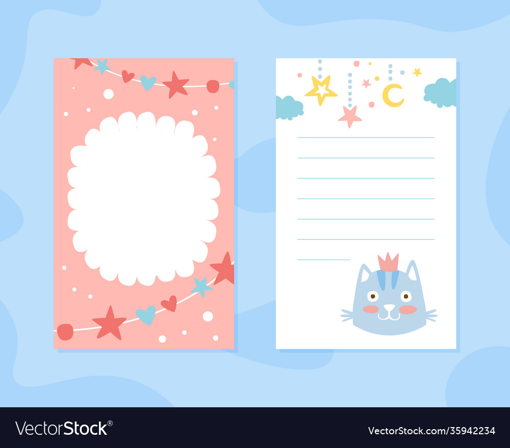 Cute childish note sheet template Royalty Free Vector Image