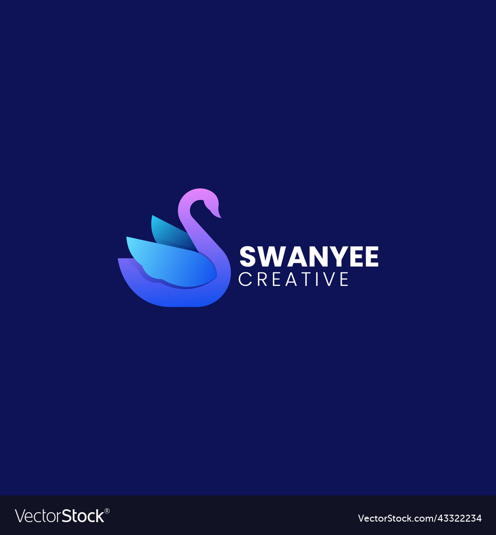 Logo swan gradient colorful style Royalty Free Vector Image