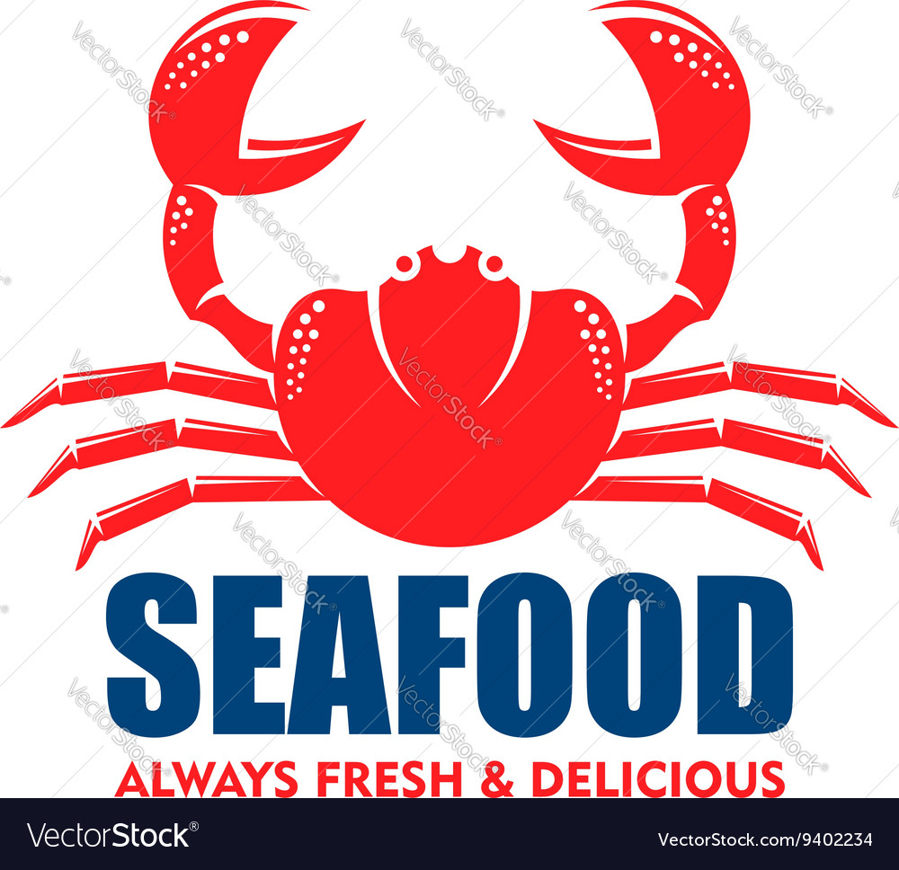 Red crab icon for seafood shop or cafe design Vector Image