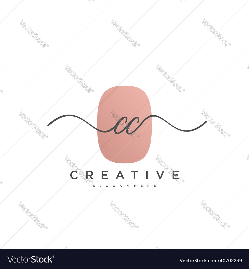 Cc initial handwriting minimalist geometric logo Vector Image