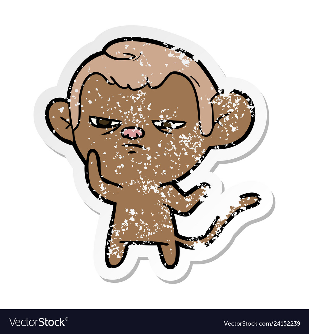 Distressed sticker of a cartoon monkey Royalty Free Vector