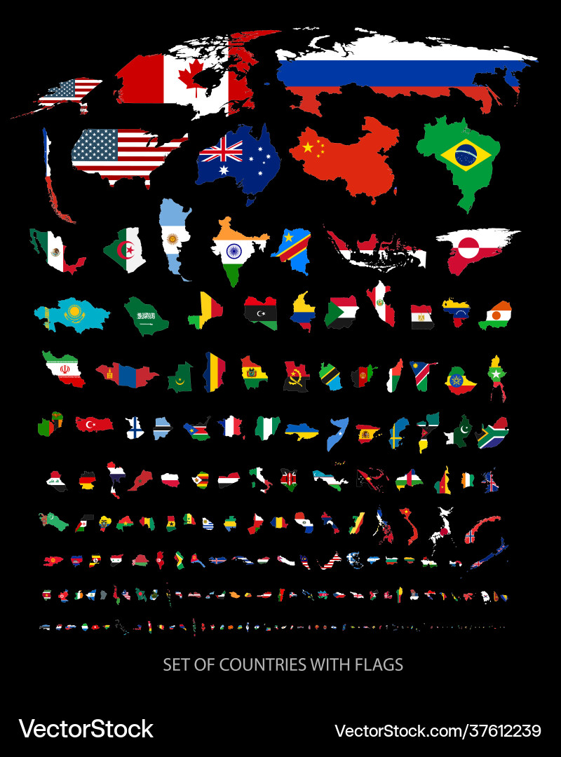 Set countries with flags Royalty Free Vector Image
