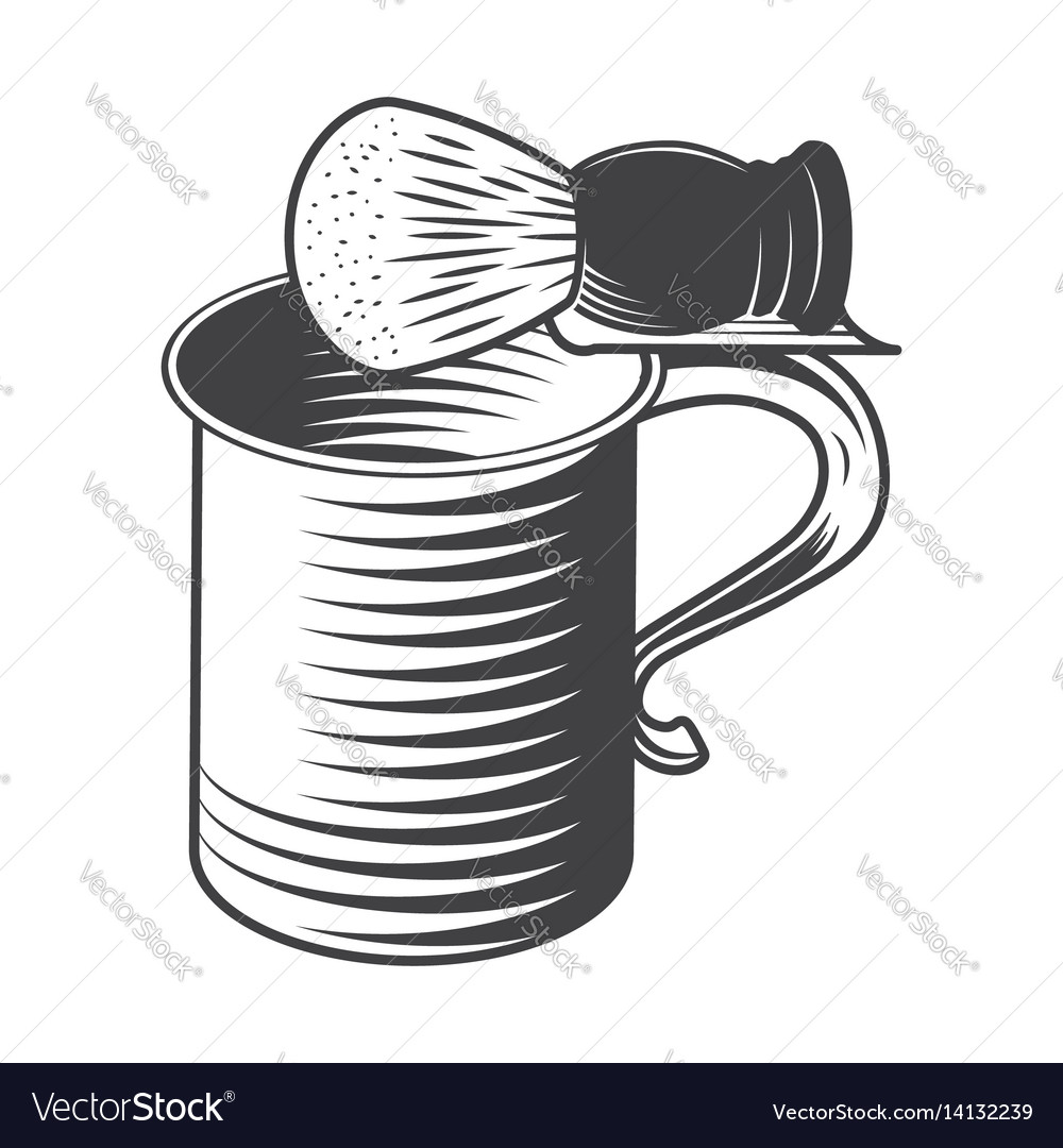 Shaving mug and brush Royalty Free Vector Image