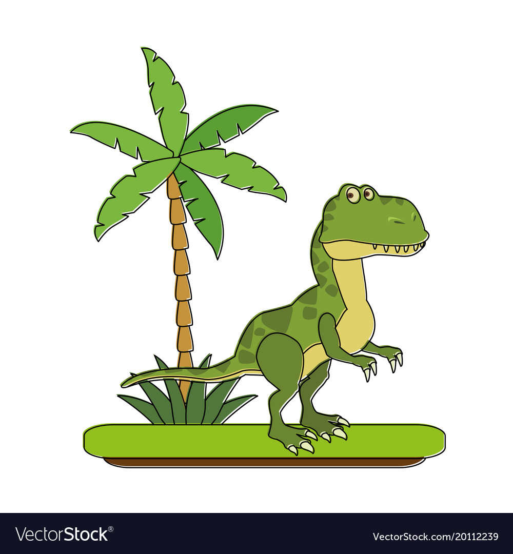 Trex dinosaur on forest cartoon Royalty Free Vector Image