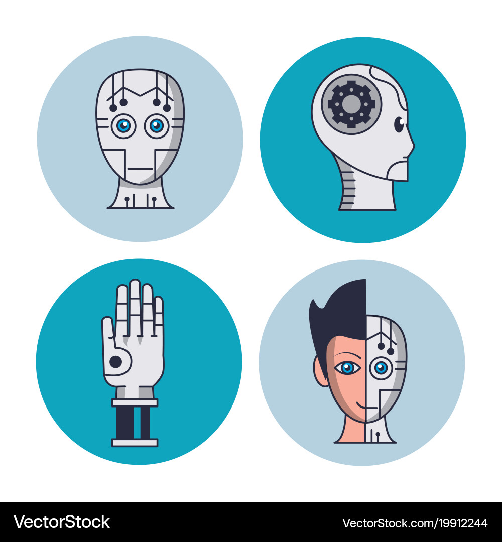 Artificial intelligence round icons Royalty Free Vector