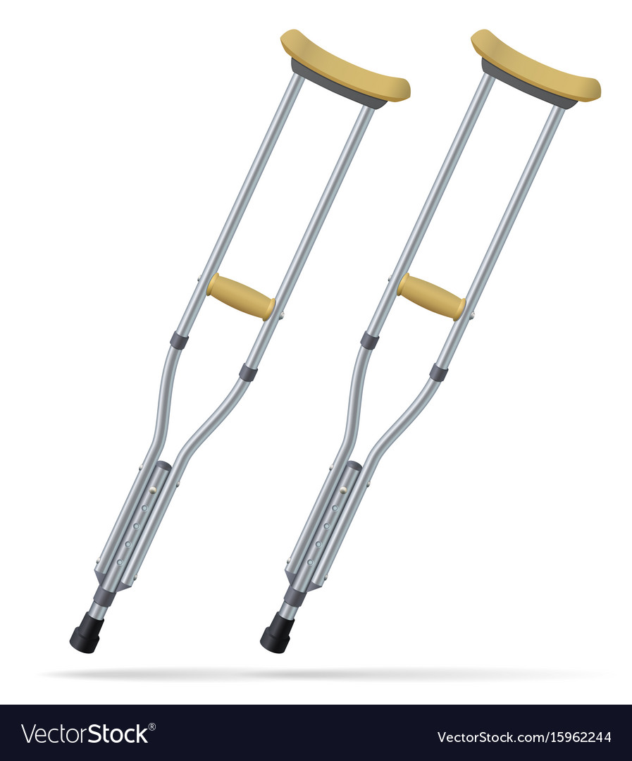 Crutches medical realistic objects treatment and Vector Image