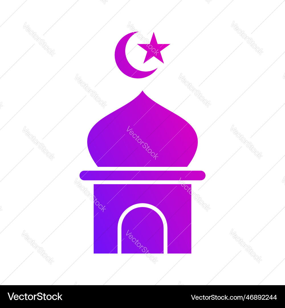 Mosque dome pillar gradient icon button Royalty Free Vector