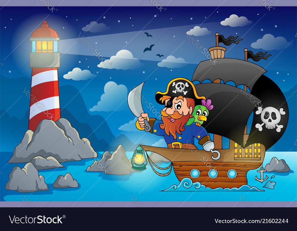 Pirate ship theme image 5 Royalty Free Vector Image