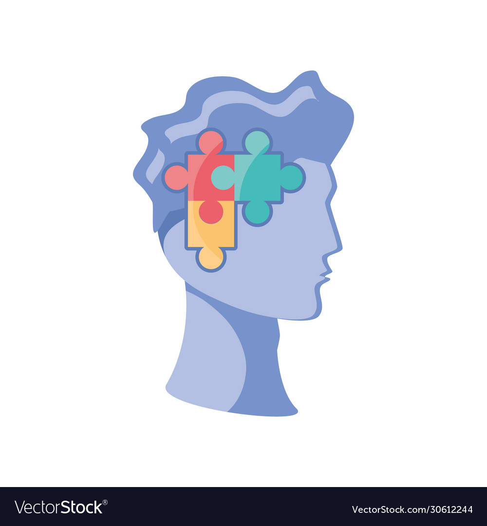 Puzzle in human head on white background Vector Image