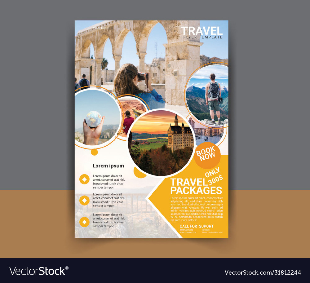 Travel flyer template design Royalty Free Vector Image Pertaining To Tour Flyer Template