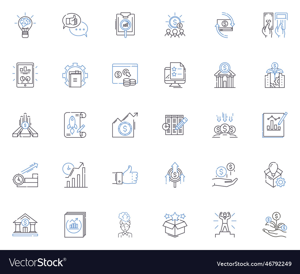 Effectiveness line icons collection productivity Vector Image