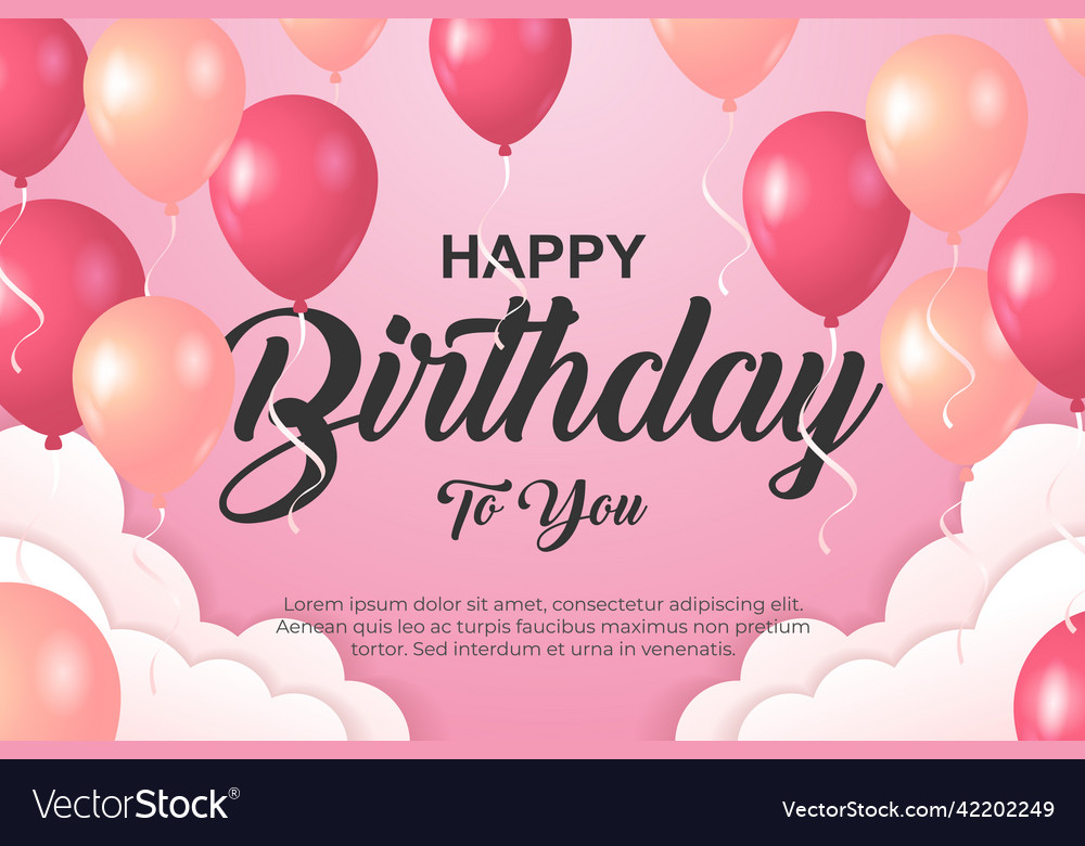 Happy birthday greeting template with balloon Vector Image