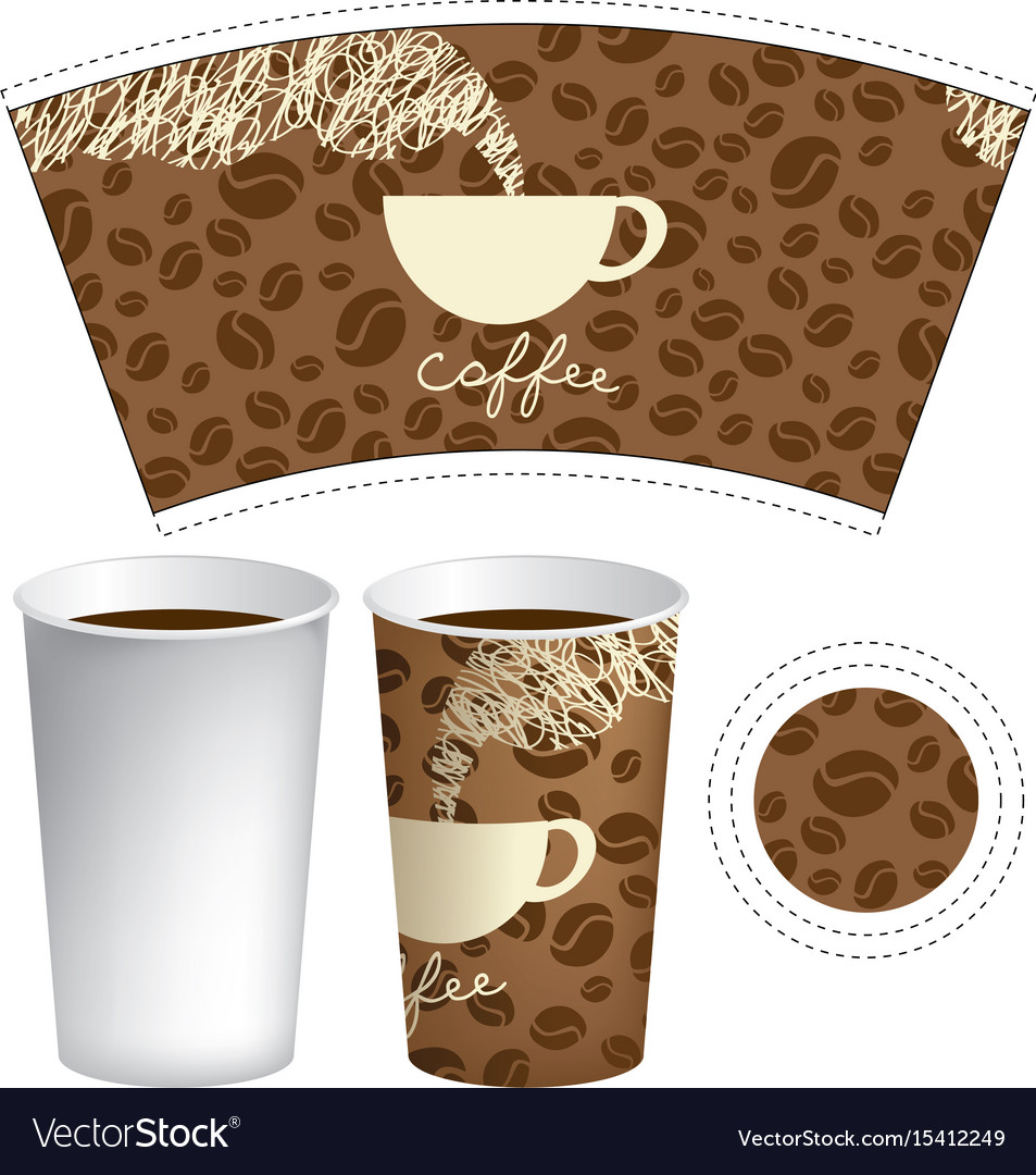 Template paper cup for hot drink with coffee cup Vector Image