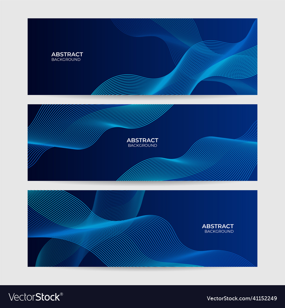 Wave blend blue abstract geometric wide banner Vector Image