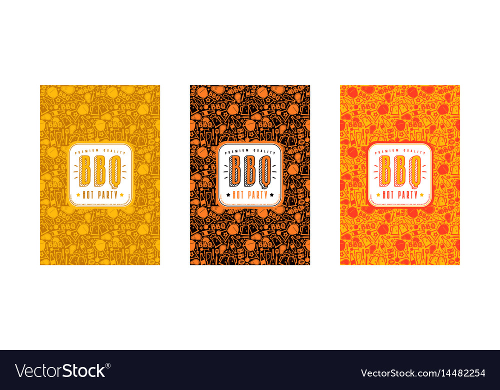 barbecue invitation template with seamless pattern