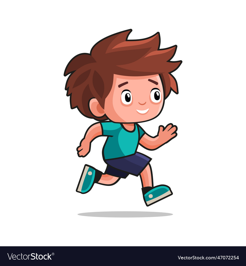 Cute happy running boy on white background Vector Image