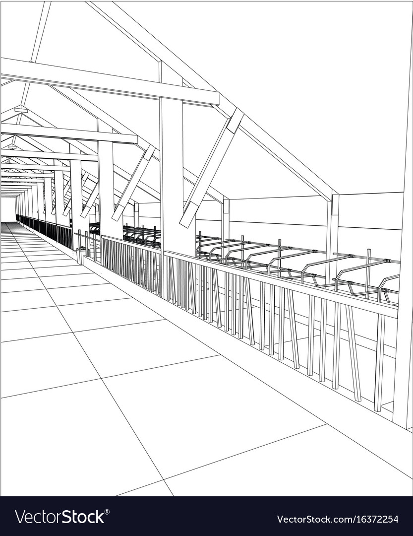 industrial building wireframe for abstract vector image