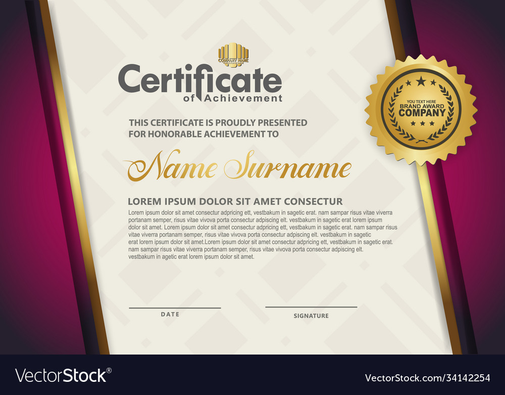 Luxury modern certificate template with flow Vector Image