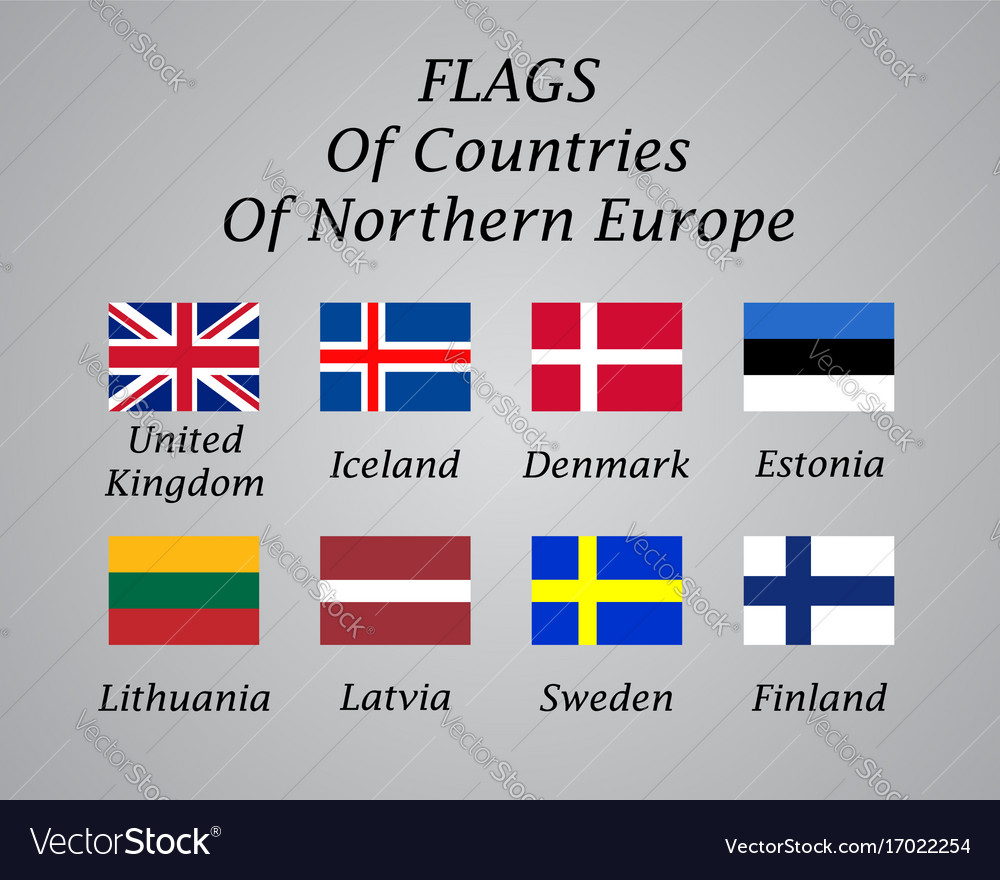 Northern europe countries flags collection Vector Image