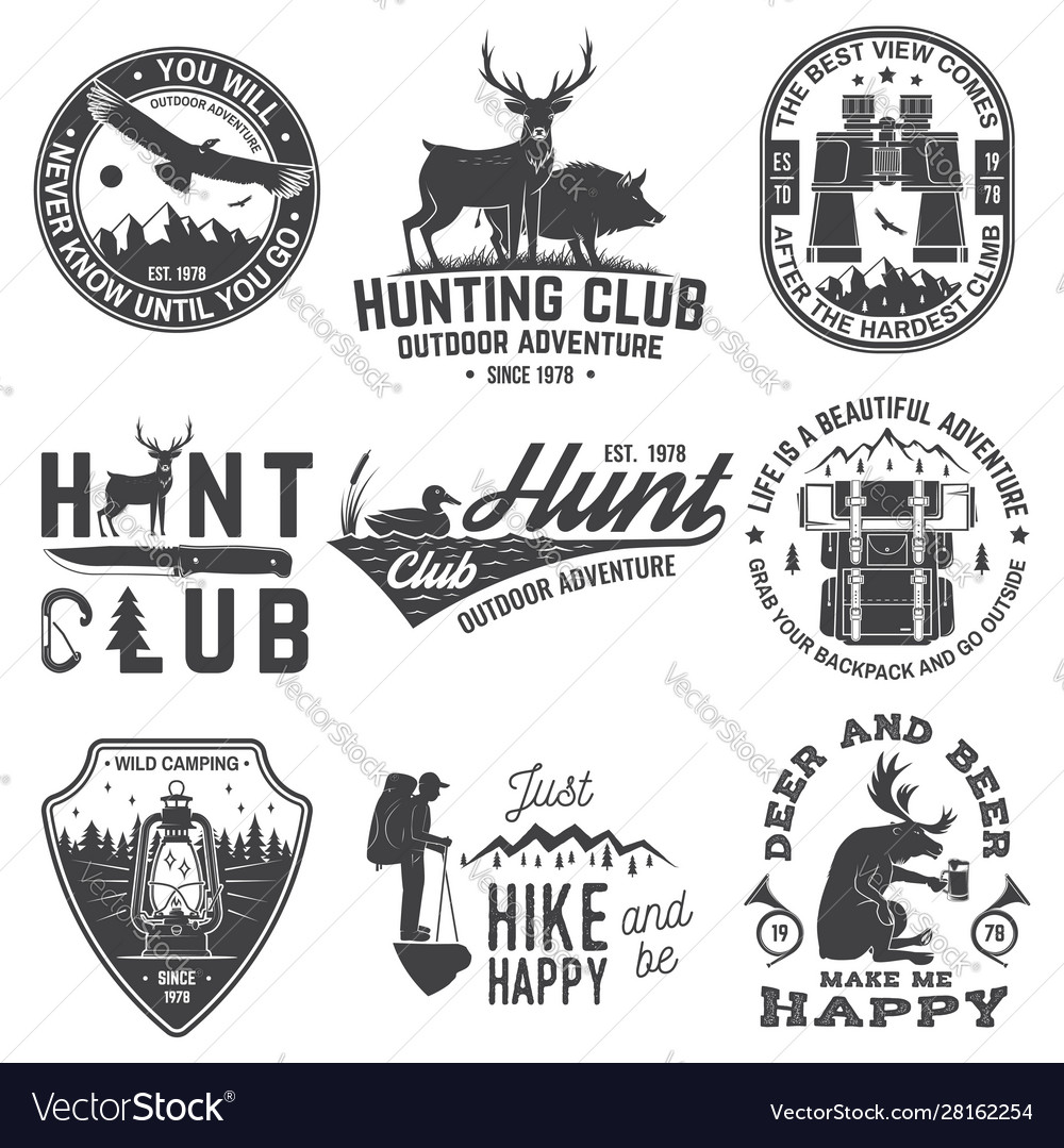 Set hunting club and outdoor adventure quotes Vector Image