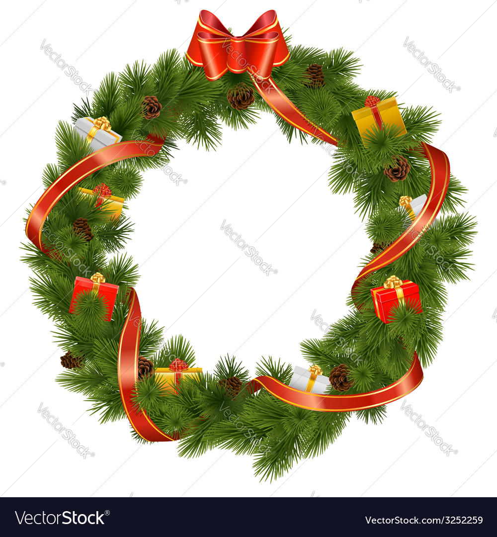 Christmas wreath with gifts Royalty Free Vector Image