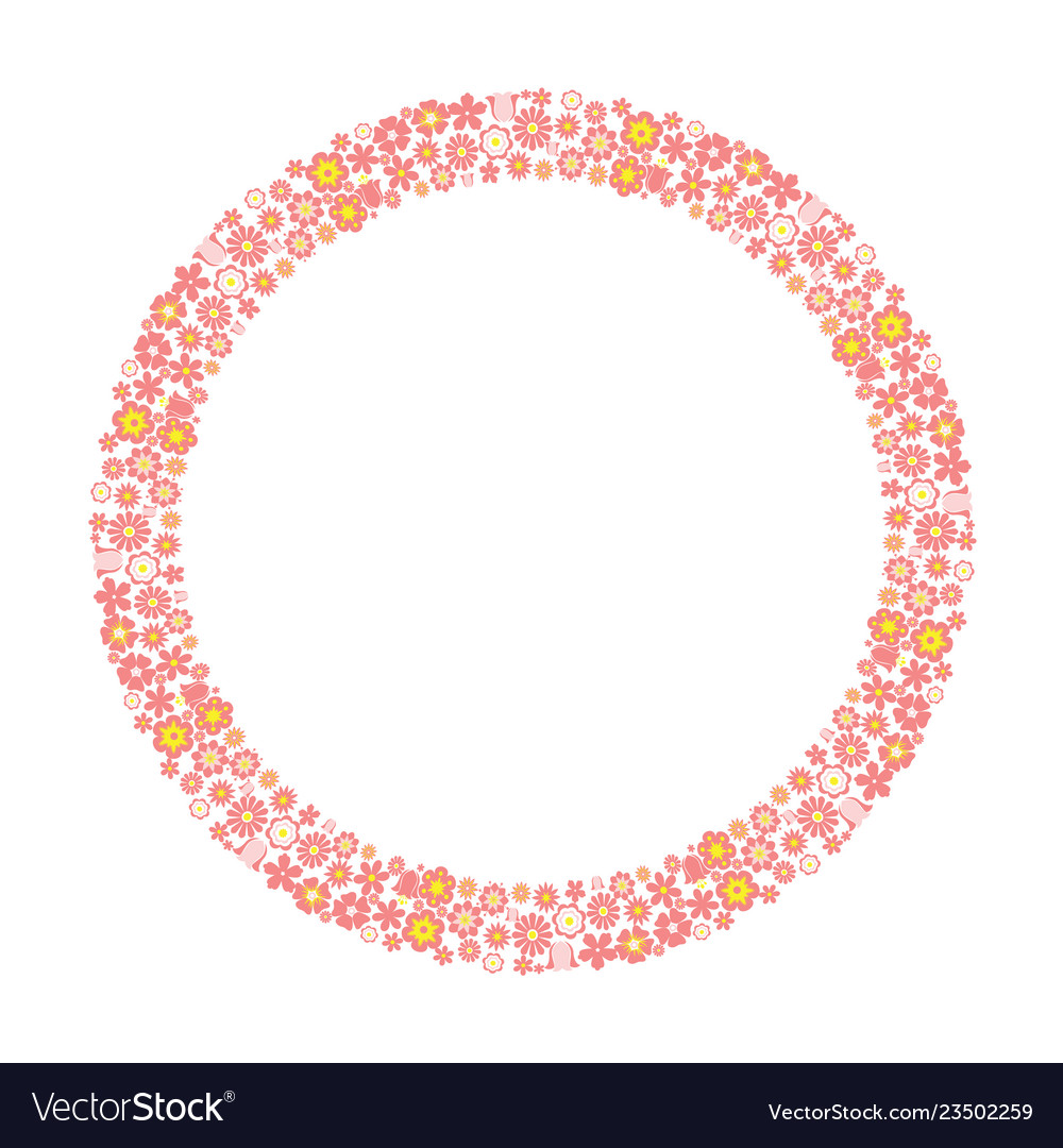 Download Circle border with flowers wreath flowers frame Vector Image