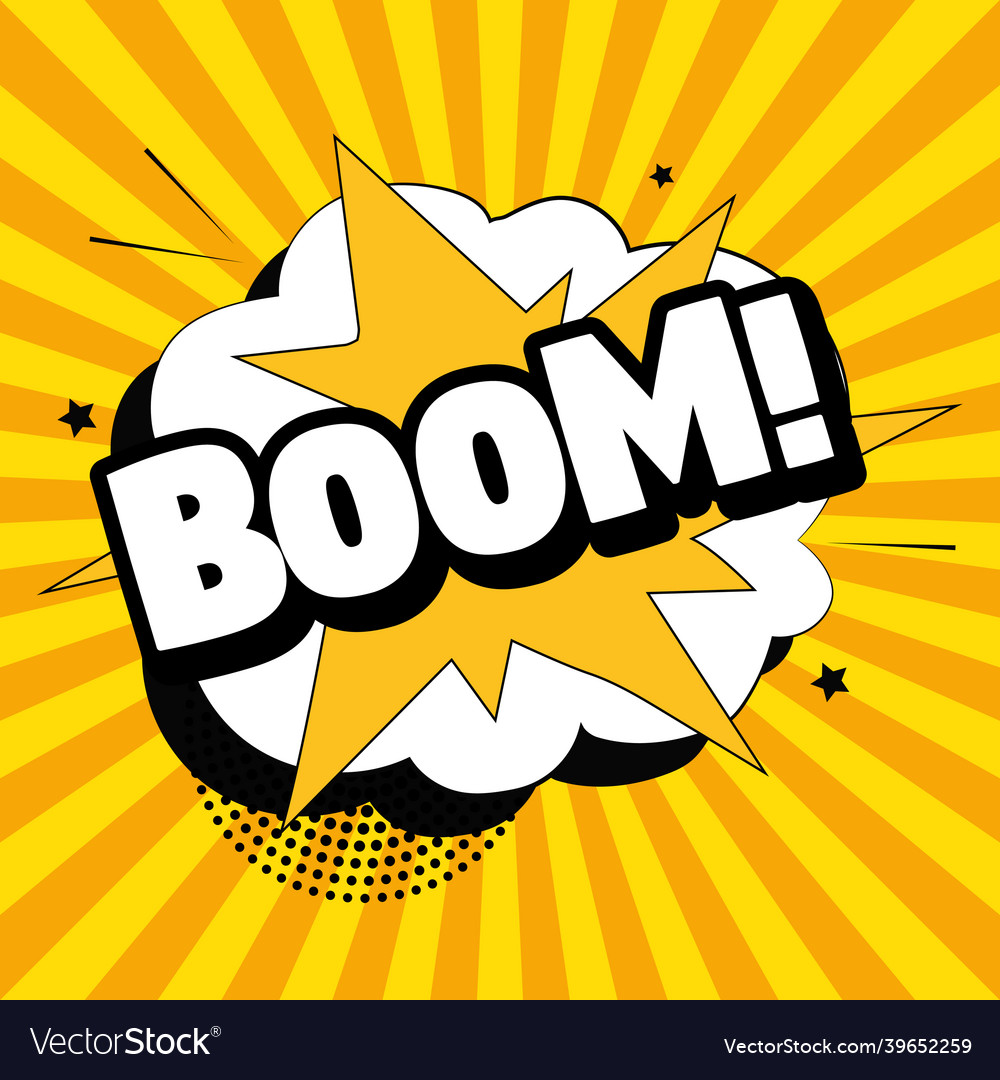 Comic zoom inscription boom on a colored Vector Image