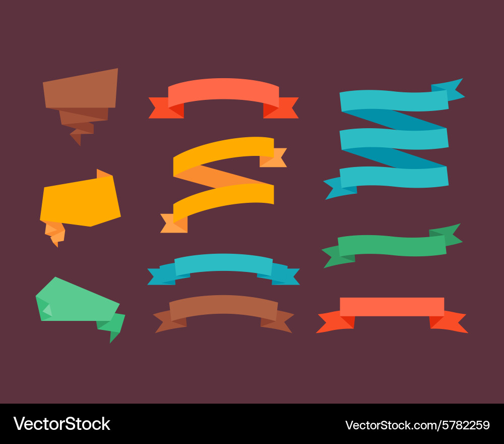 Retro flat ribbons Royalty Free Vector Image - VectorStock