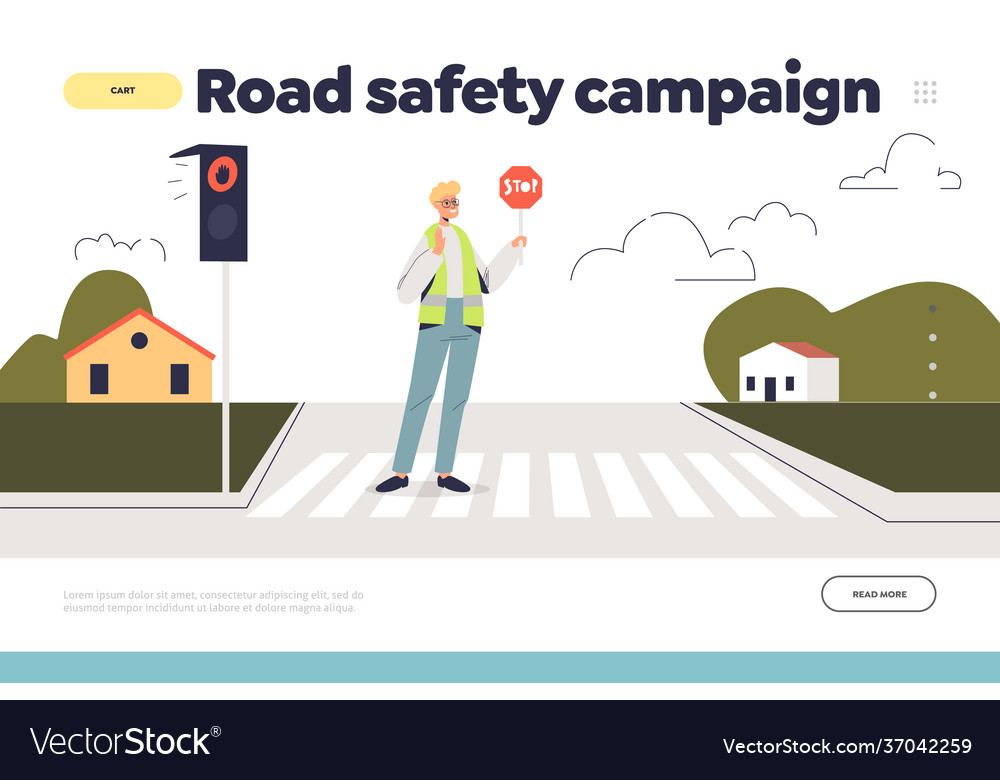 road-safety-campaign-concept-landing-page-vector-image