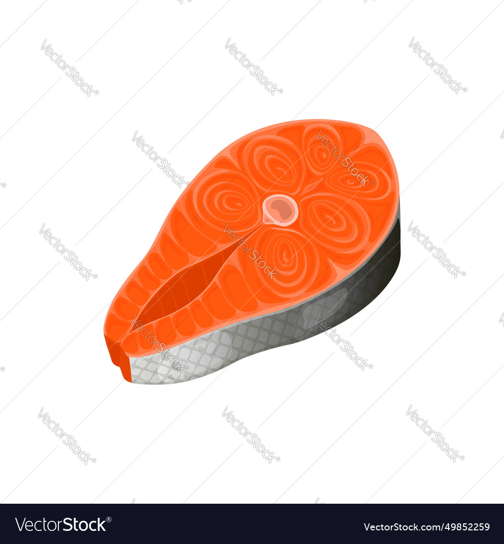 Salmon steak cartoon seafood or fresh fish cut Vector Image