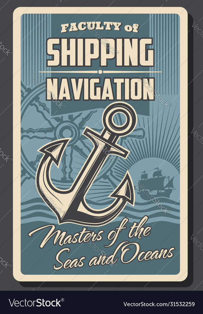 Sea ship helm and anchor nautical navigation Vector Image Sea ship helm and anchor nautical navigation vector image on VectorStock
