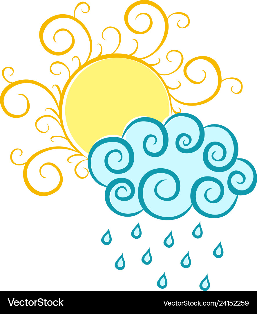 Sun with a cloud Royalty Free Vector Image - VectorStock