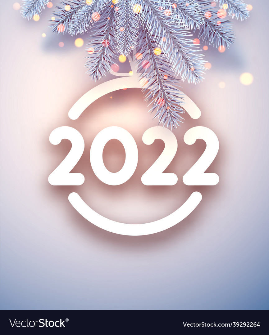 2022 hanging christmas ball frame with spruce Vector Image