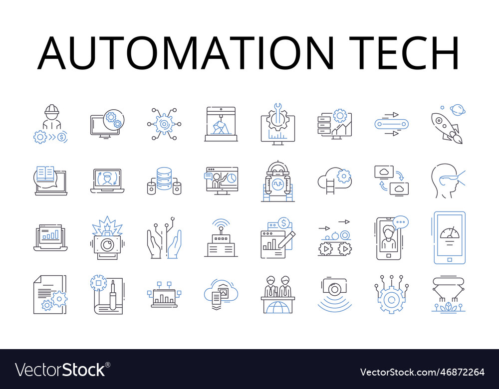 Automation tech line icons collection digital Vector Image