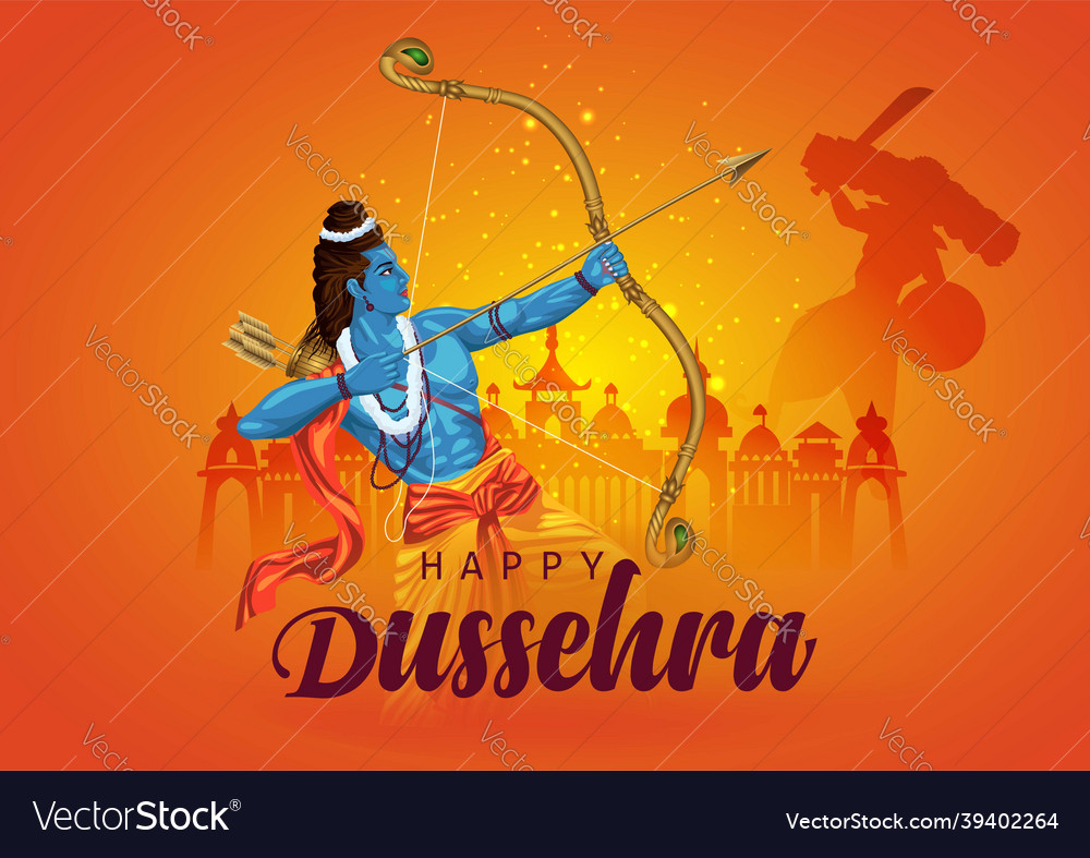 Happy dussehra festival of india lord rama Vector Image