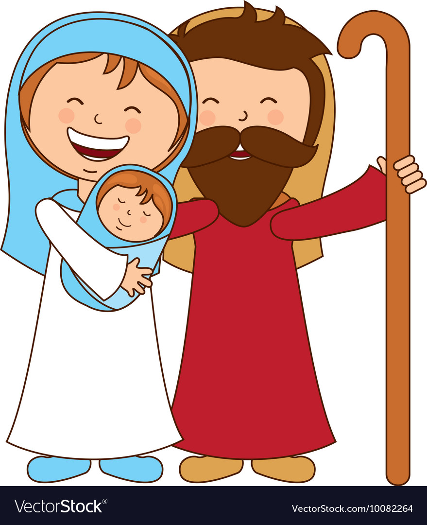 Holy family character manger icon Royalty Free Vector Image