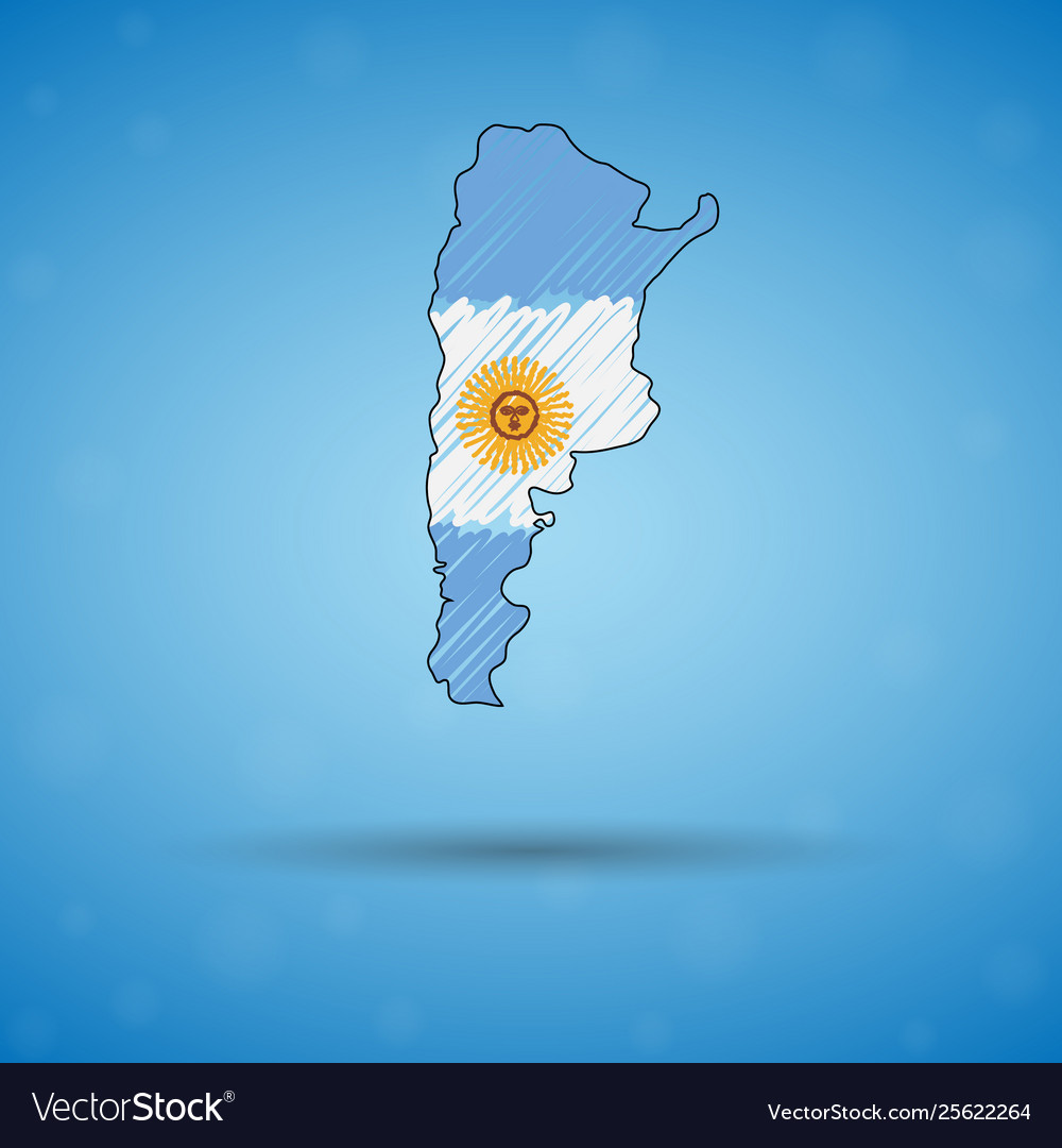 Scribble map argentina sketch country Royalty Free Vector